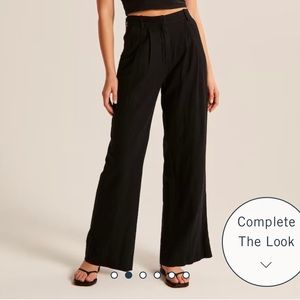 Abercrombie & Fitch Linen-Blend Tailored Wide Leg Pant